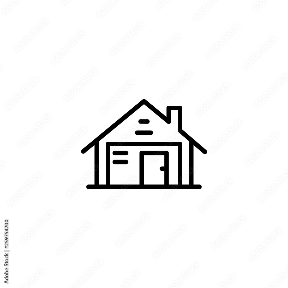 house icon, property set in outline black style, vector