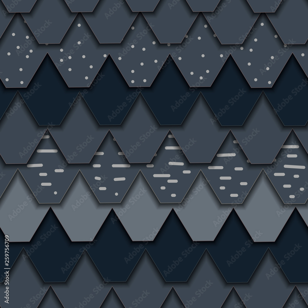Seamless pattern. Layers of cut paper in Grays with texture.