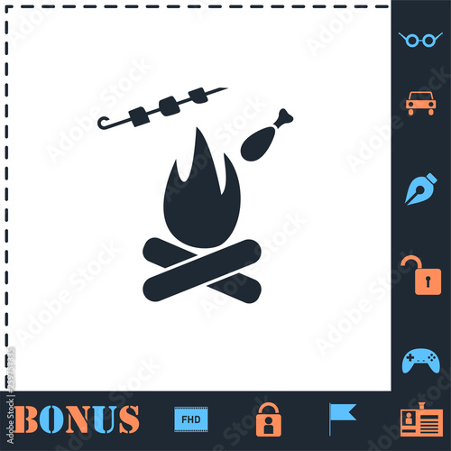 Grill Or Barbecue icon flat