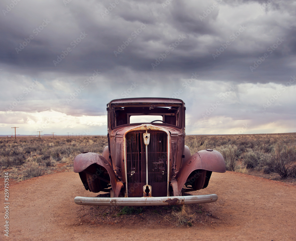 Φωτογραφία Route 66 vintage car relic  near the north entrance of Petrified Forest National