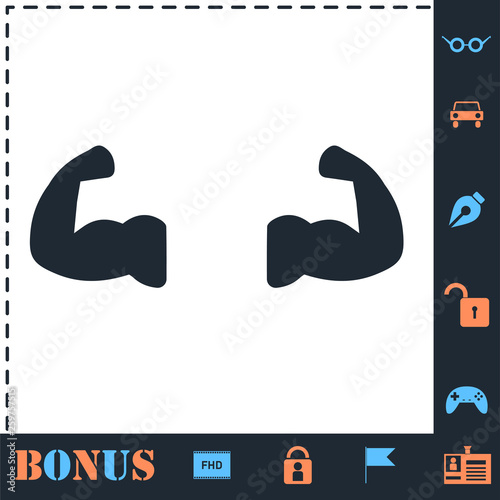 Muscular arm icon flat