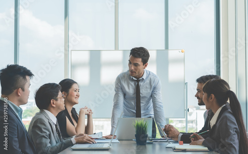 Group of business colleague people meeting discussing to work at office