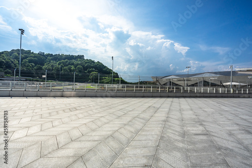 panoramic  city skyline with empty square