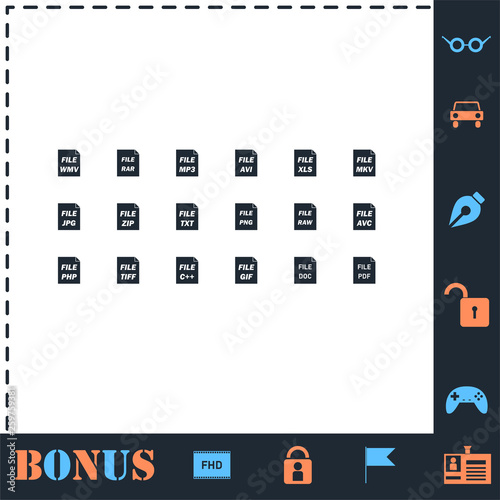 File extensions icon flat