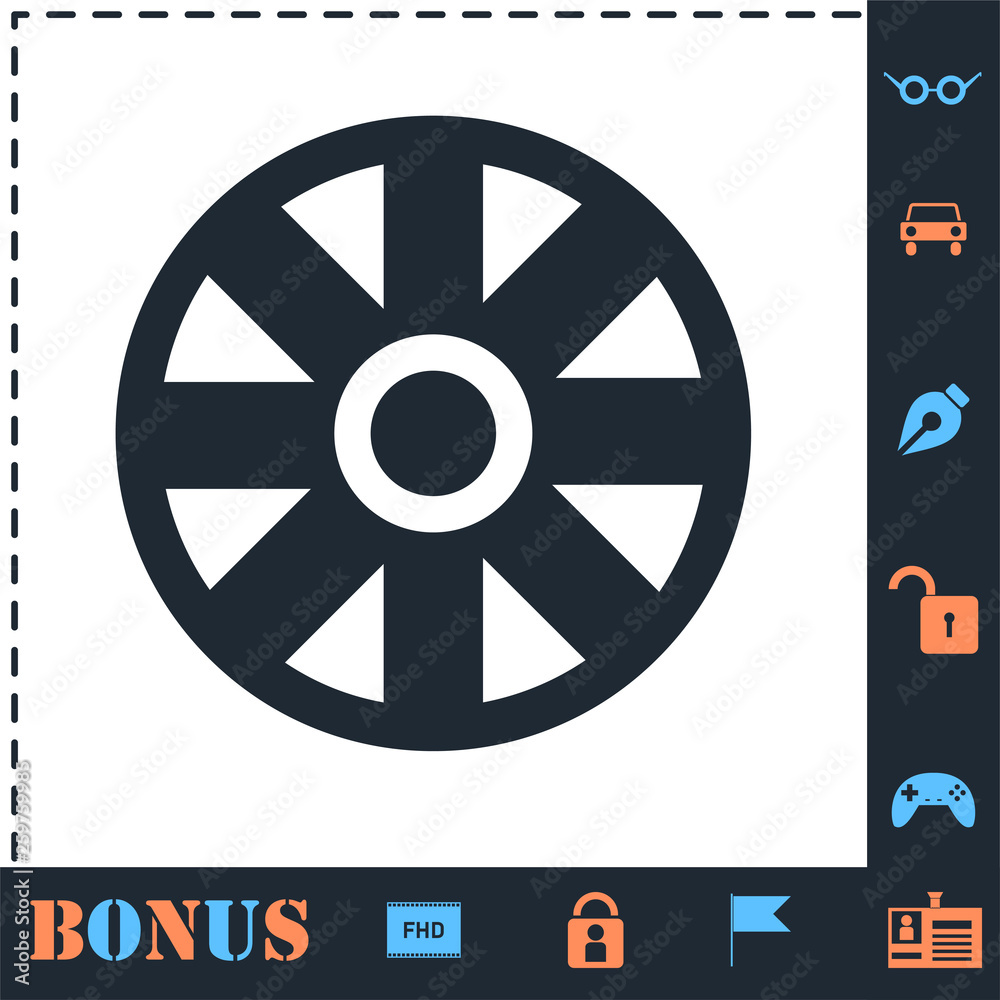 Cart Wheel icon flat