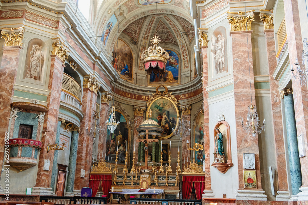 San Bartolomeo Church internal, Vignale Monferrato. Color image