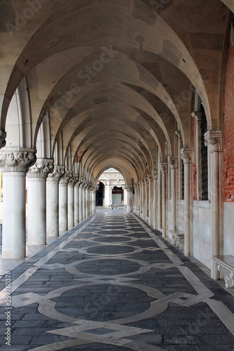 Gallery with columns in the street Venice Italy © Inna