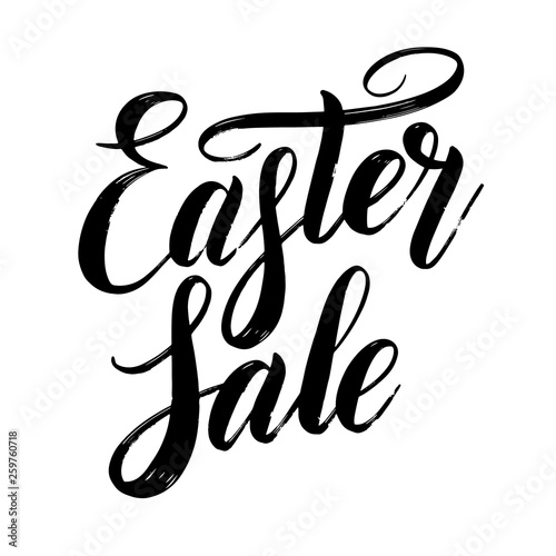 Easter Sale. Dry brush lettering. Design element. Black isolated cursive. Calligraphic style. Hand written inscription. Vector script.