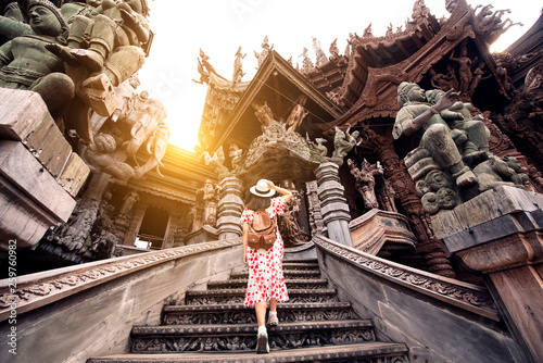 Tourist at Sanctuary of Truth, Pattaya, Thailand photo