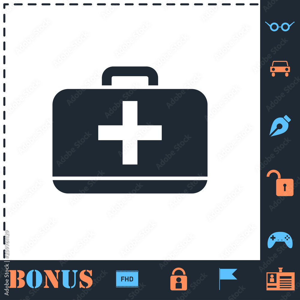 Obraz premium First aid kit icon flat