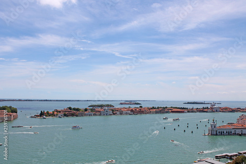 Top view of the Venetian lagoon with the Islands of Venice Italy