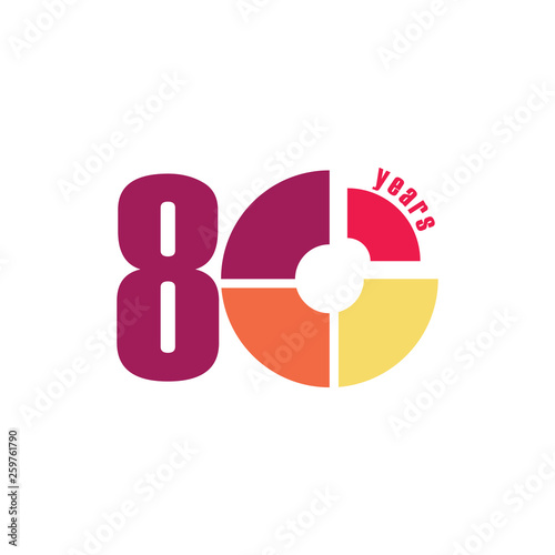 80 Year Anniversary Vector Template Design Illustration