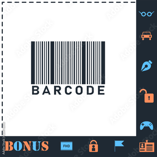Bar code icon flat