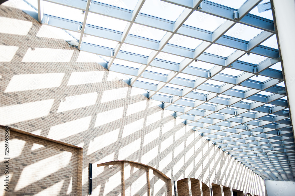 Naklejka premium Metal construction of the roof in the mall