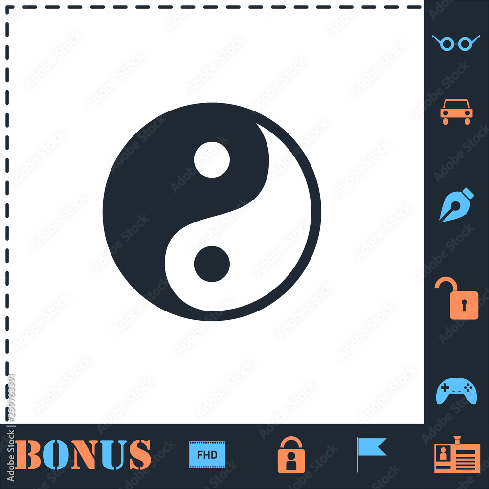 Yin Yang icon flat Yin Yang icon flat