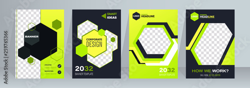 Set of web banners of standard size with a place for photos. Vertical, horizontal template design.