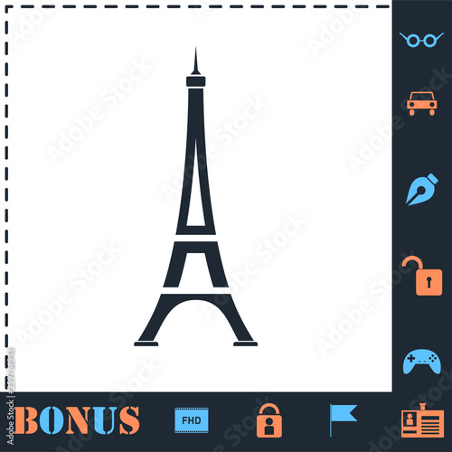 Eiffel tower icon flat