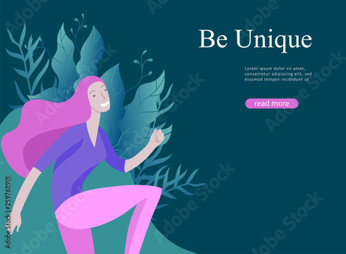 Web page design template for beauty dreams, International Womens Day, girls power, wellness, body care, healthy life, design vector illustration concept for website and mobile website development