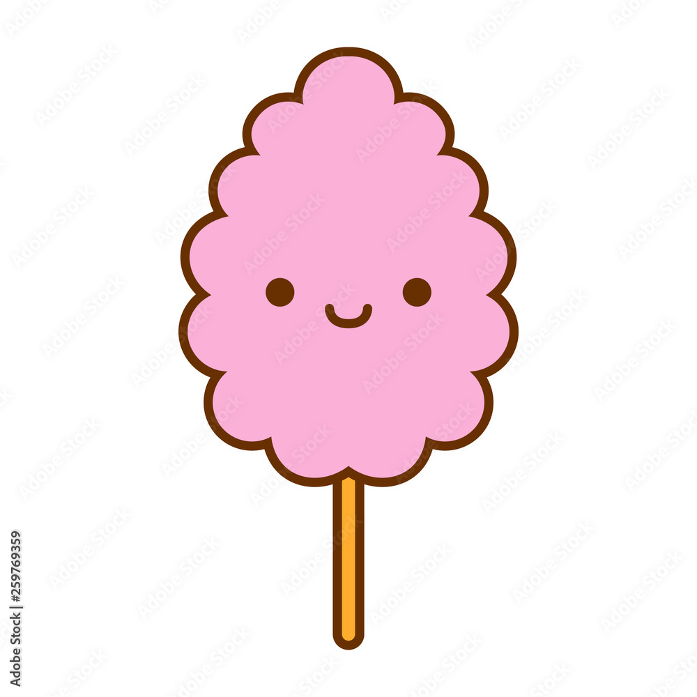 Cartoon Cute Cotton Candy Icon Isolated On White Background Stock  Illustration | Adobe Stock