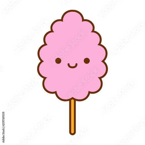 Cartoon Cute Cotton Candy Icon Isolated On White Background Stock  Illustration