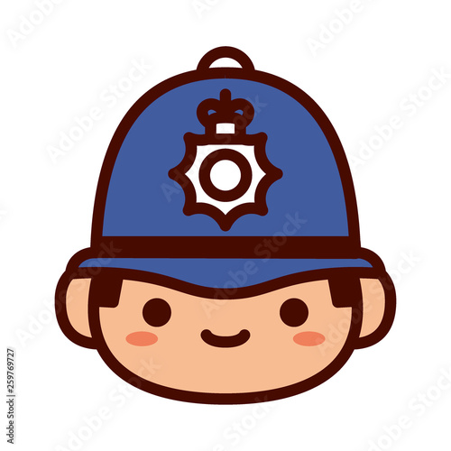 Cartoon English Police Officer Emoji Icon Isolated