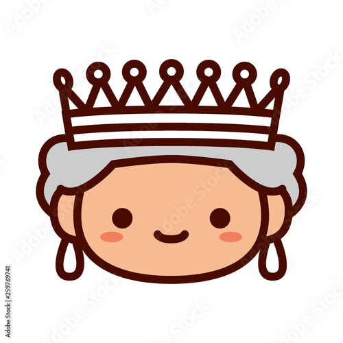 Cartoon Queen Emoji Icon Isolated