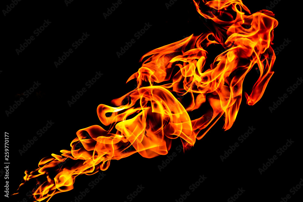 Flames of fire on a black background blur Flames of fire on a black background blur