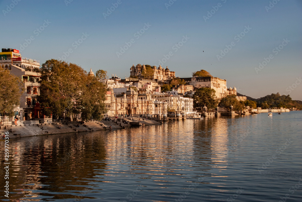 City Palace and Pichola lake in Udaipur, India, 