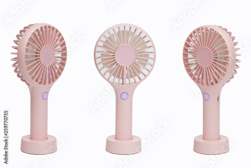 Pink small fan for carry on white background