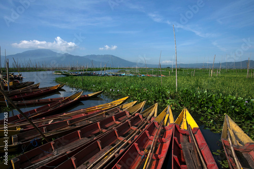 Traditional boats moored along the coast, Semarang, Central Java, Indonesia photo