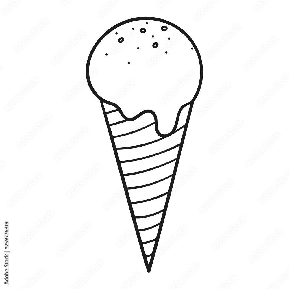 Outlined illustration of an ice cream corn Outlined illustration of an ice cream corn
