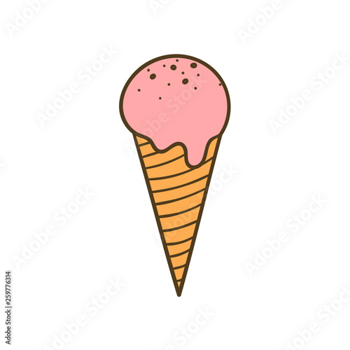 Colored illustration of a tasty ice cream corn