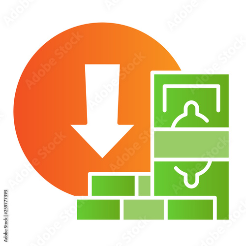 Money withdraw flat icon. Money withdrawal color icons in trendy flat style. Cash and bricks gradient style design, designed for web and app. Eps 10.