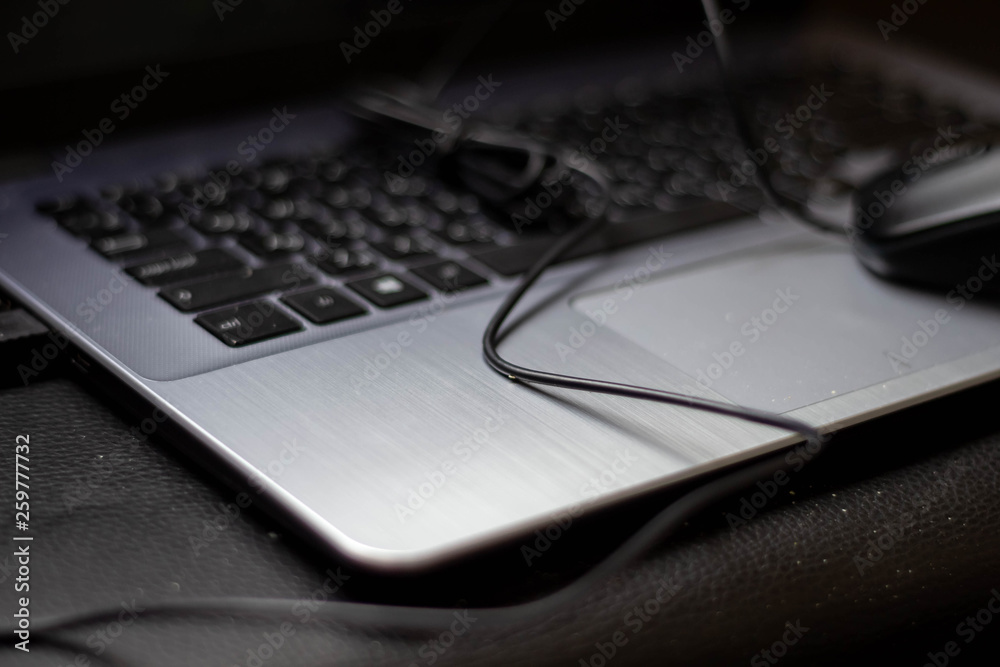 laptop on the table and mouse laptop on the table and mouse