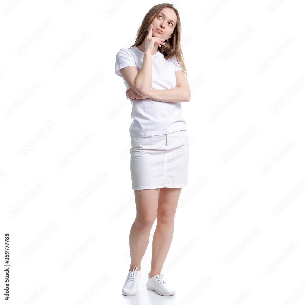 hirt and skirt standing thinking on white background isolation hirt and skirt standing thinking on white background isolation