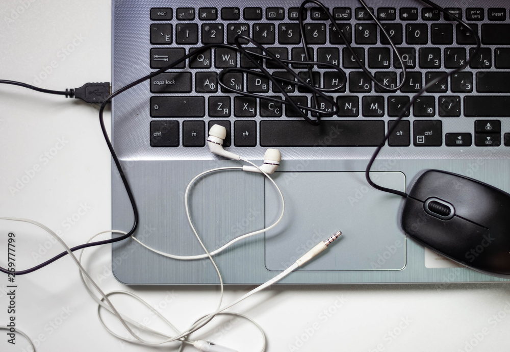 laptop on the table and mouse laptop on the table and mouse