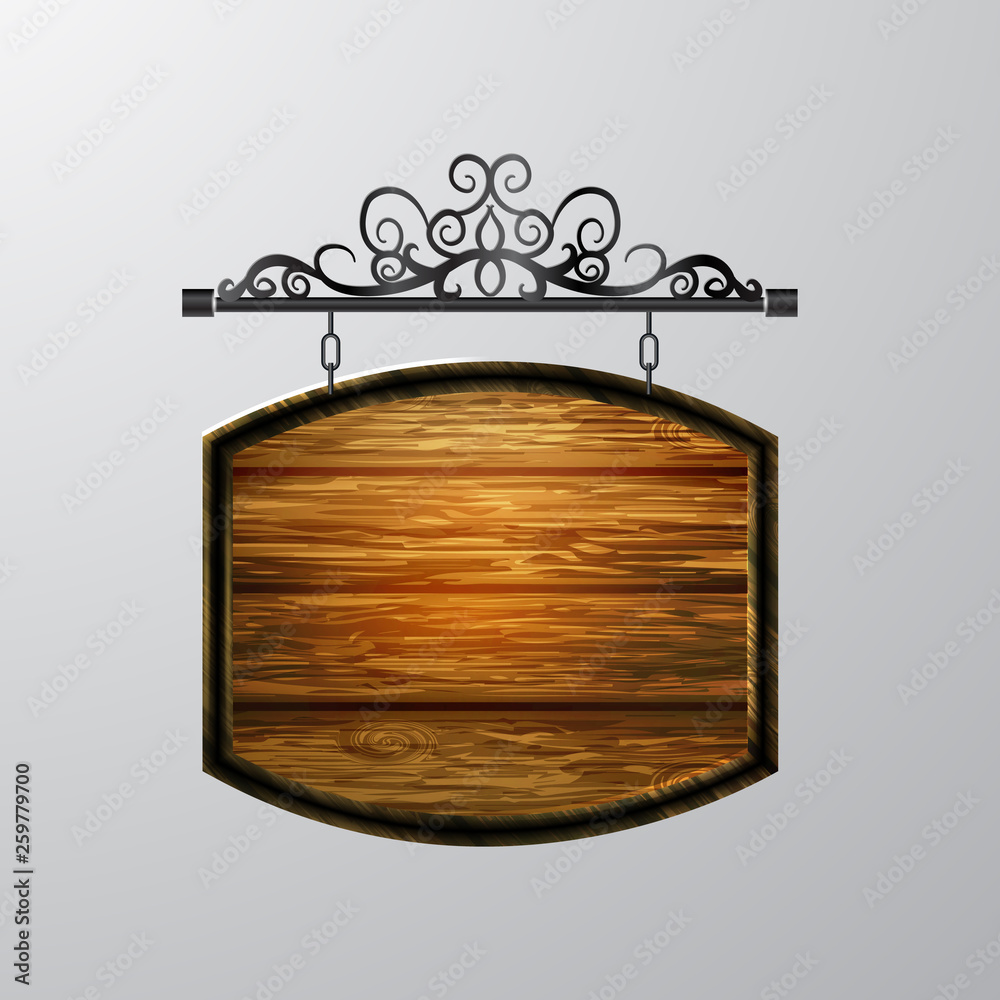 Naklejka premium hanging, wooden Board vector, wooden object for text.