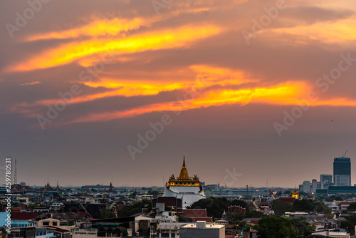 The Golden Mount at Wat Saket, Travel Landmark of Bangkok THAILAND © tar
