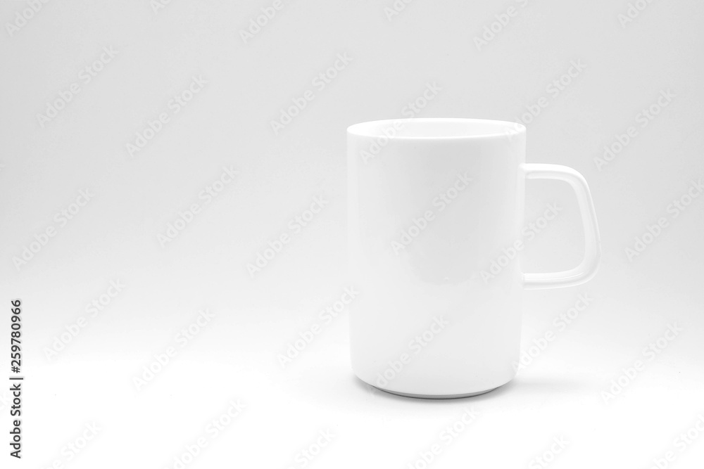 Obraz premium white ceramic cup of coffee with shadow