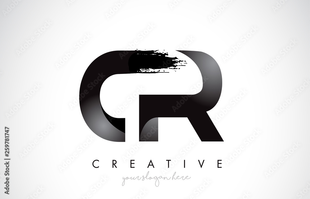 CR Letter Design with Brush Stroke and Modern 3D Look.