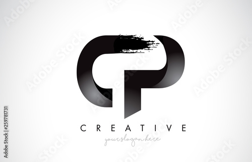 CP Letter Design with Brush Stroke and Modern 3D Look.