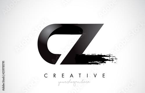 CZ Letter Design with Brush Stroke and Modern 3D Look.