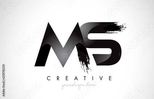 MS Letter Design with Brush Stroke and Modern 3D Look.