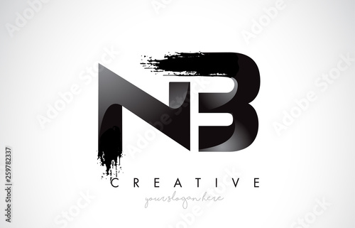 NB Letter Design with Brush Stroke and Modern 3D Look.