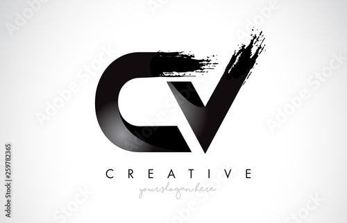 CV Letter Design with Brush Stroke and Modern 3D Look.
