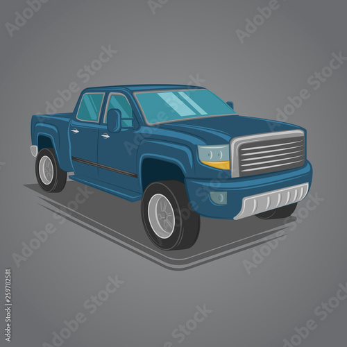 Modern pickup truck vector illustration. SUV 4x4 offroad wehicle