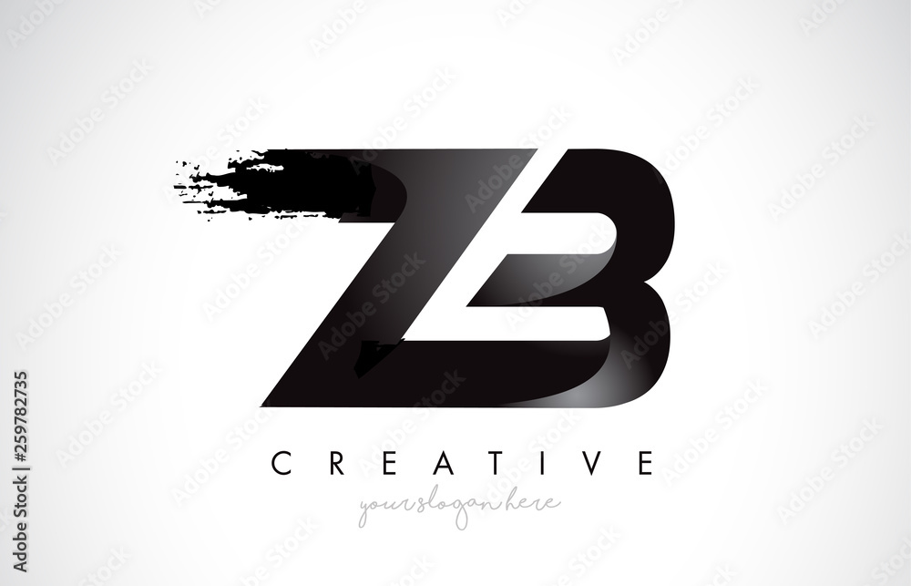 Obraz premium ZB Letter Design with Brush Stroke and Modern 3D Look.