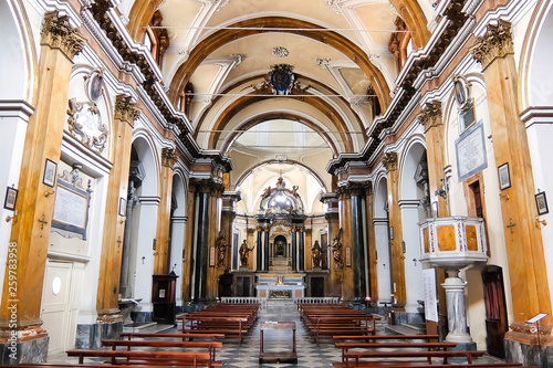 Sansepolcro, Italy. Interiors of catholic church (Chiesa di Santa Maria dei Servi)