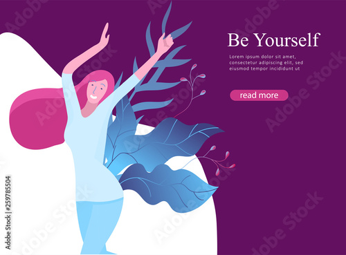 Web page design template for beauty dreams, International Womens Day, girls power, wellness, body care, healthy life, design vector illustration concept for website and mobile website development