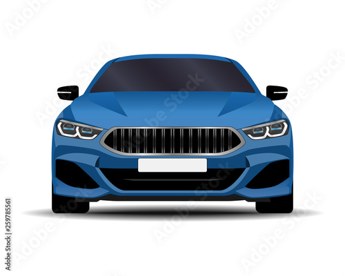 realistic car. sport coupe. front view.